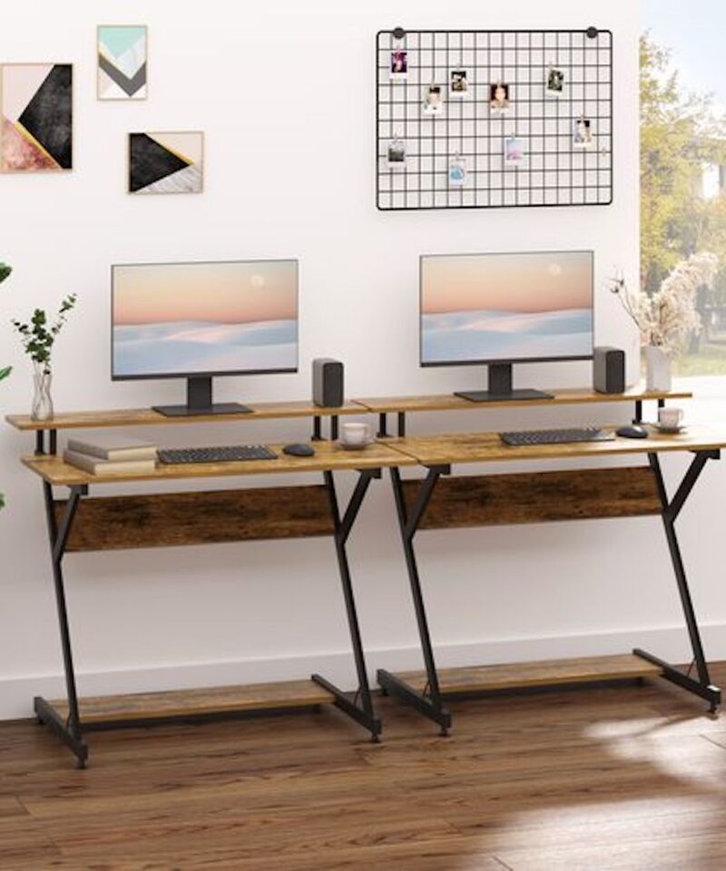 Compact Computer Desk With Monitor Shelf - Image 2