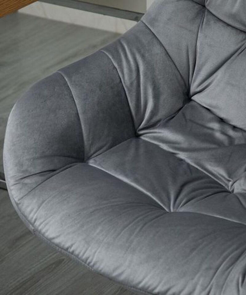 Velvet-Feel Home Office Chair In Dark Grey - Image 4