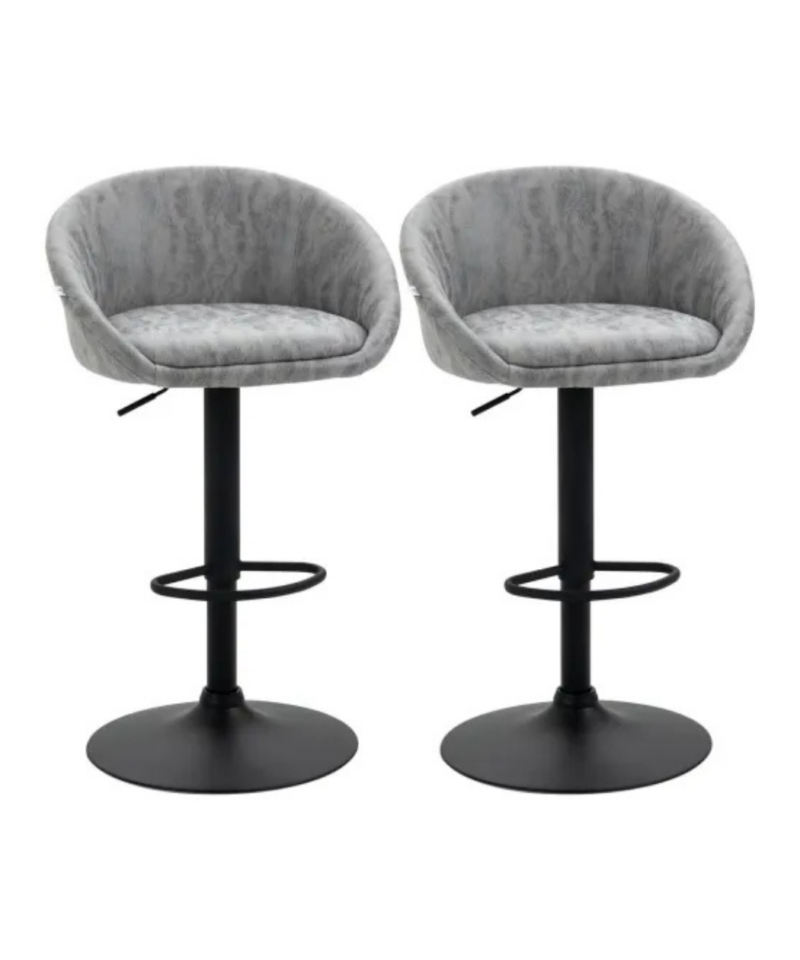 Adjustable Swivel Bar Stools In Light Grey - Image 2