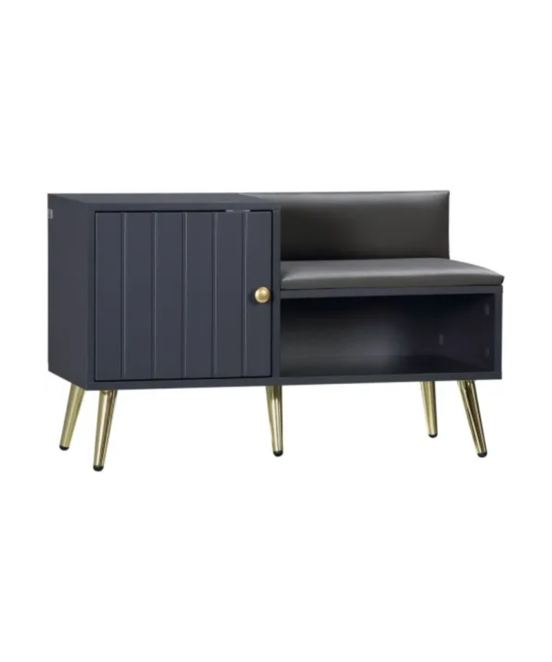 Entryway Shoe Cabinet And Seating Unit In Grey - Image 3