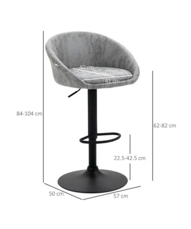Adjustable Swivel Bar Stools In Light Grey - Image 4