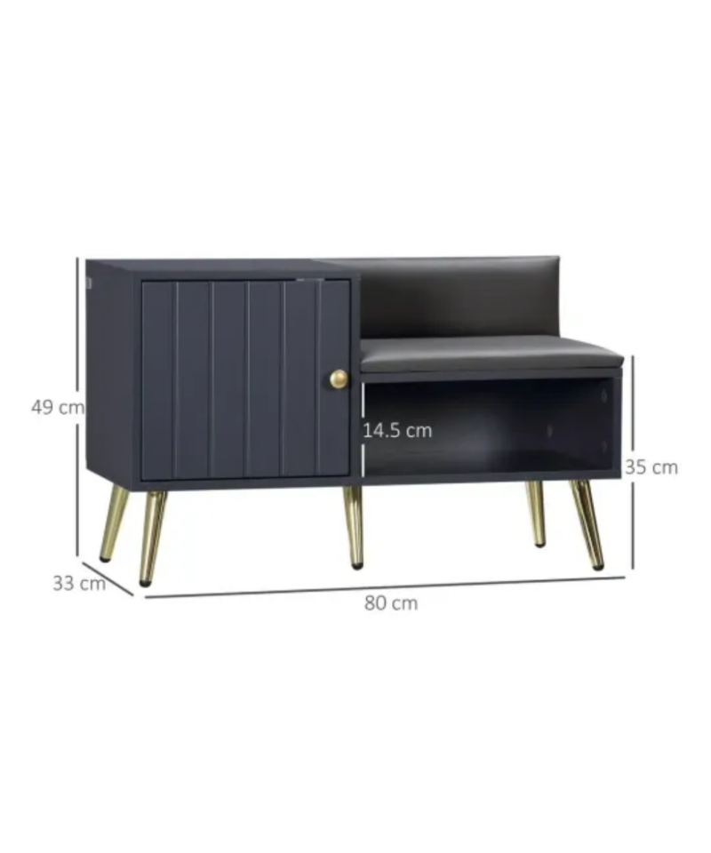 Entryway Shoe Cabinet And Seating Unit In Grey - Image 4