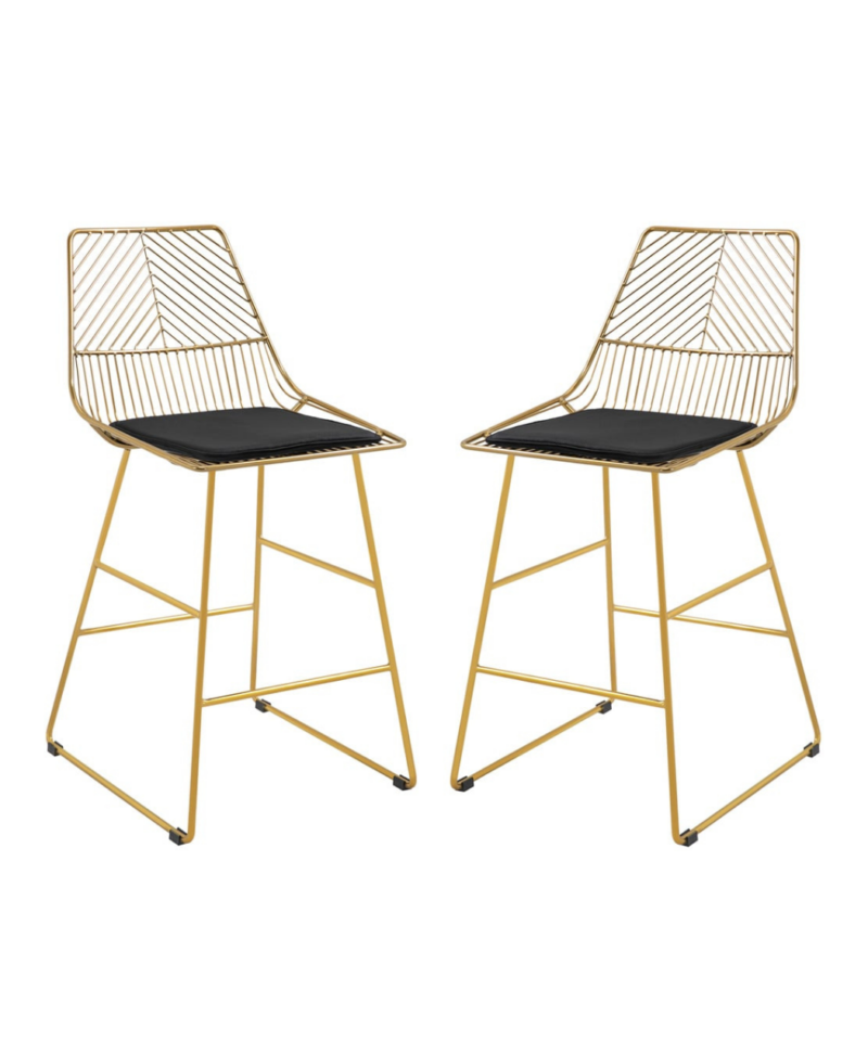 Modern Geometric Bar Stools In Gold - Image 2