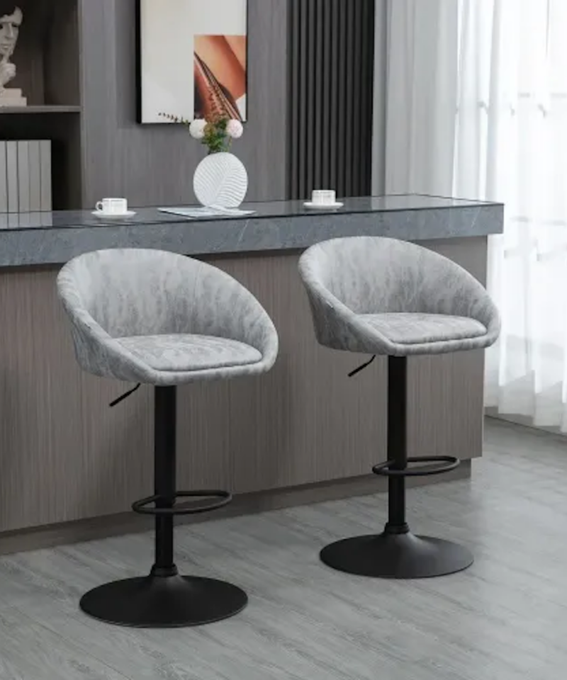 Adjustable Swivel Bar Stools In Light Grey