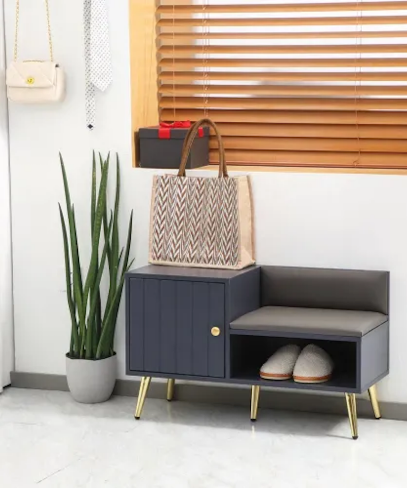 Entryway Shoe Cabinet And Seating Unit In Grey - Image 2