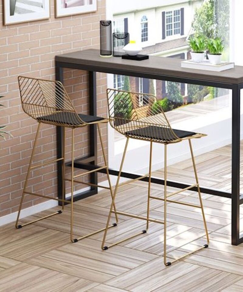 Modern Geometric Bar Stools In Gold