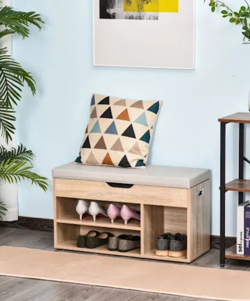 Sit-On Shoe Cabinet With Hidden Compartment